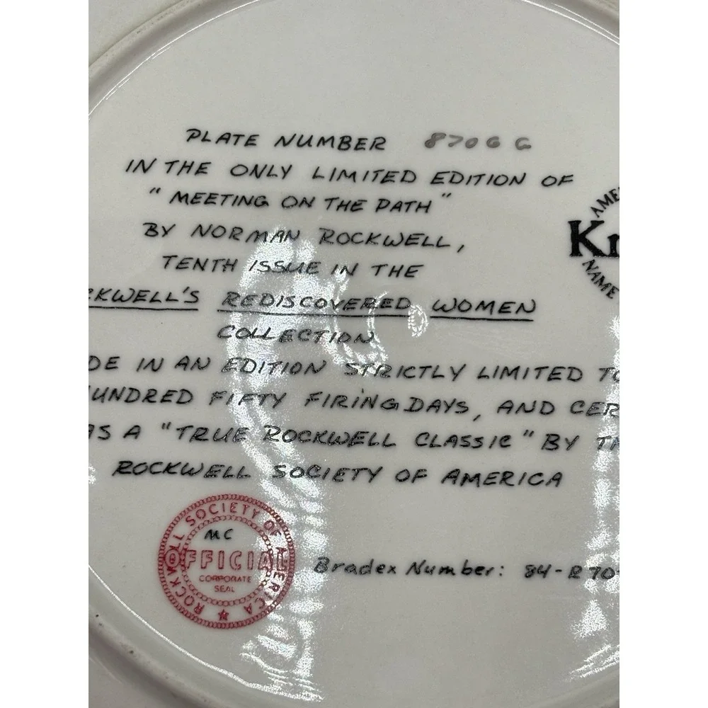 Norman Rockwell Meeting on the Path Collector Plate Knowles‎ Bradex VTG